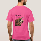 名前を追加文字茶色のアコースティックギター編集可能t tシャツ (裏面)