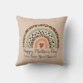 名前を追加母の日ママleopardレインボーベージュ クッション (裏面)