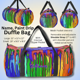 名前を追加絵を描Drips青い緑オレンジ ダッフルバッグ
