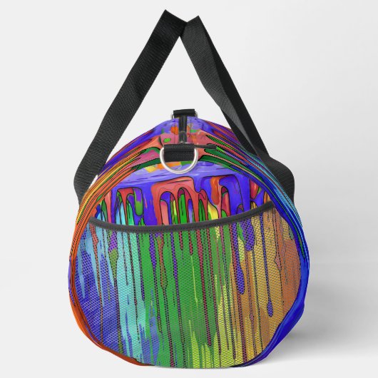 名前を追加絵を描Drips青い緑オレンジ ダッフルバッグ (右)