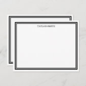 名前を追加縁どする白黒 ノートカード (正面/裏面)