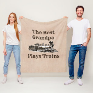 名前を追加遊Steam Train Grandpa祖父 フリースブランケット