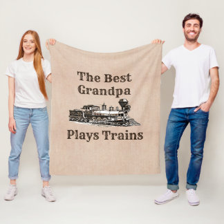 名前を追加遊Steam Train Grandpa祖父 フリースブランケット