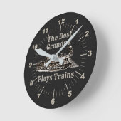 名前を追加遊Steam Train Grandpa祖父 ラウンド壁時計 (傾斜)