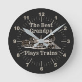 名前を追加遊Steam Train Grandpa祖父 ラウンド壁時計 (正面)