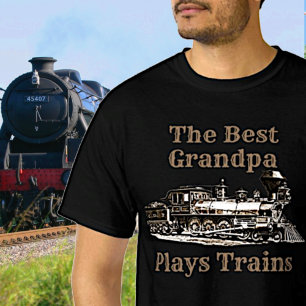 名前を追加遊Steam Train Grandpa祖父 Tシャツ