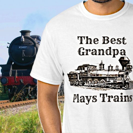 名前を追加遊Steam Train Grandpa祖父 Tシャツ
