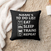 名前を追加食べスリープトレインリピート蒸気列車 クッション (ブランケット)