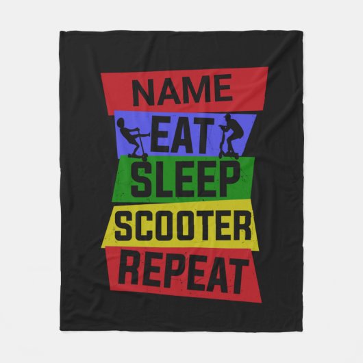 名前を追加食べSleep Scooter Repeat フリースブランケット (正面)