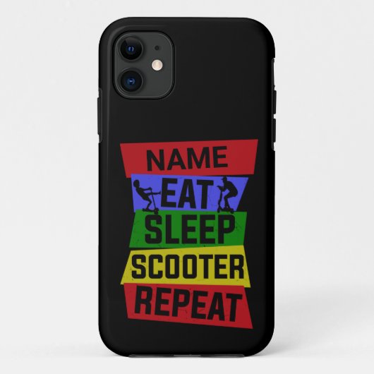 名前を追加食べSleep Scooter Repeat Case-Mate iPhoneケース (裏面)