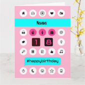 名前を追加18thハッシュタグ誕生日ラージピンク カード (黄色い花)