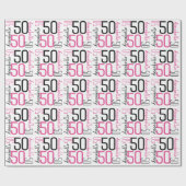 名前を追加50誕生日ピンクブラックラッピング紙 ラッピングペーパー (フラット)