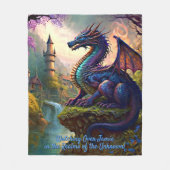 名前を追加,アクアブルーパープルドラゴン川の近く フリースブランケット (正面)