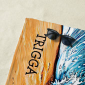 名前を追加，シベリアのハスキー波の犬 ビーチタオル (インサイチュ)