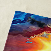 名前を追加，スタイル化されたブルーセイルズ海賊帆走船 ビーチタオル (インサイチュ)