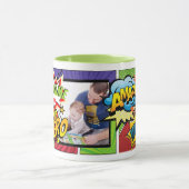 （名前を追加）スーパーヒーローの写真カスタム漫画 マグカップ (中央)