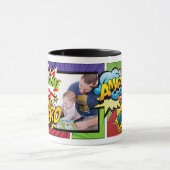 (名前を追加)スーパーヒーローの写真カスタム漫画 マグカップ (中央)