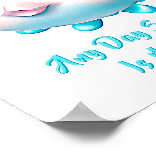 名前を追加 テキスト, 赤ちゃんアクアブルーの魚の保育園 ポスター (角)