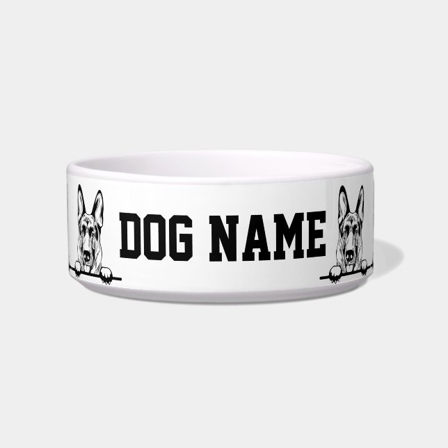 名前を追加, ドイツ牧羊犬のデザイン ボウル (正面)