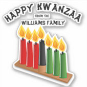 名前を追加,ハッピーKwanzaa赤い黄色の緑のキャンドル シール (正面)