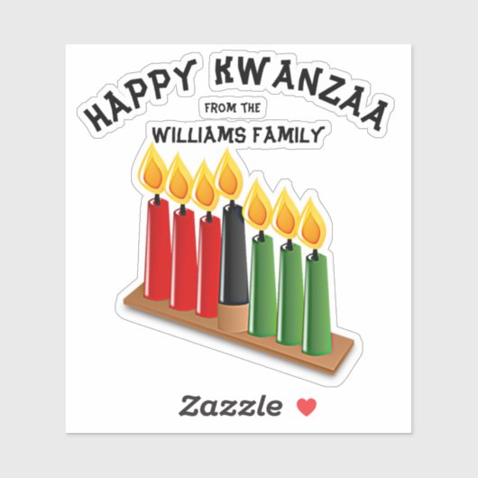 名前を追加,ハッピーKwanzaa赤い黄色の緑のキャンドル シール (シート)