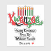 名前を追加，ハッピーKwanzaa, 7キャンドルキスカット シール (シート)