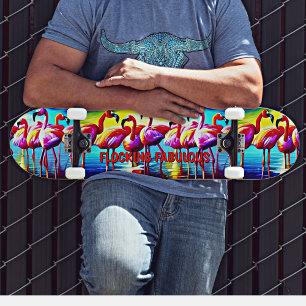 名前を追加、ファックファブリックフラミンゴピンクレッド スケートボード