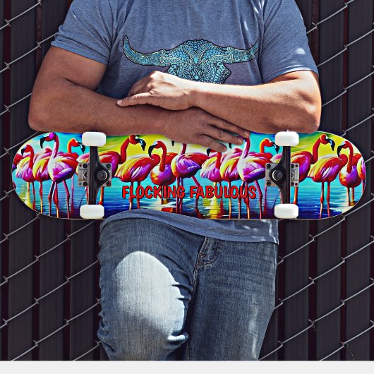 名前を追加、ファックファブリックフラミンゴピンクレッド スケートボード