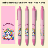 名前を追加、ベビーレインボーユニコーンをピンクに 黒ボールペン