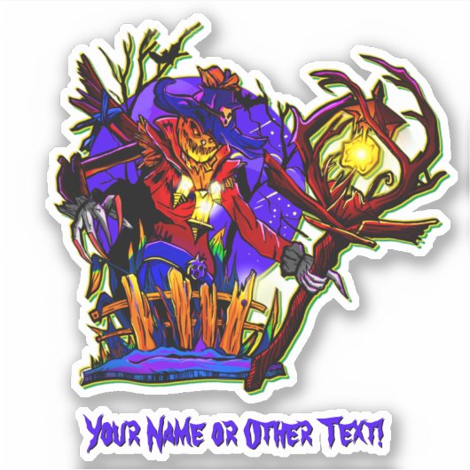 名前を追加,モンスターカボチャ頭かかしランプ シール (正面)