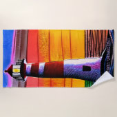 名前を追加、ライトハウスアットサンセットビーチタオル ビーチタオル (正面)