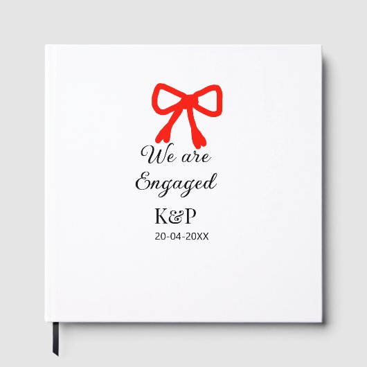 名前を追加 レッドリボン モダンなテキスト ゲストブック (正面)