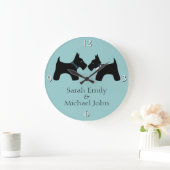 名前を追加：ロマンチックなスコットランド犬 ラージ壁時計 (ホーム)