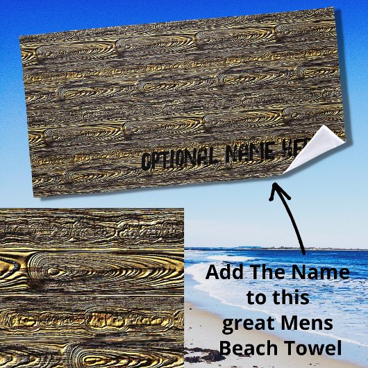 名前を追加，古いGnarly木の樹皮テクスチャ ビーチタオル