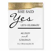 名前を追加 彼女はイエスと言った ゴールドグリッター婚約  フォア