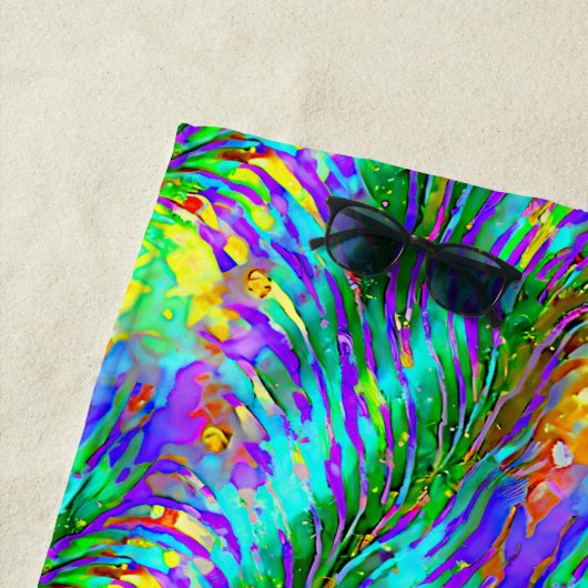 名前を追加、海藻の緑の黄色のアクア渦巻き ビーチタオル (インサイチュ)