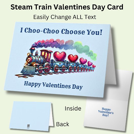 名前を追加，潮朝蒸気列車エンジンバレンタイン カード