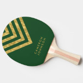 名前を追加(緑と金ゴールドフェイク山形) 卓球ラケット (横)