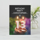 名前を追加 - 13歳の誕生日パーティー招待状 招待状 (スタンド正面)