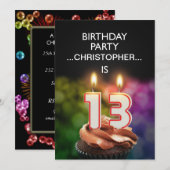 名前を追加 - 13歳の誕生日パーティー招待状 招待状 (正面/裏面)