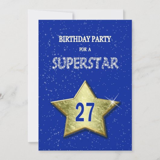 名前を追加、27歳の誕生日パーティー 招待状 (正面)