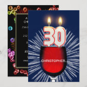 名前を追加, 30歳の誕生日パーティー招待状, ワイン 招待状 (正面/裏面)