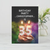 名前を追加、35歳の誕生日パーティー招待状 招待状 (スタンド正面)