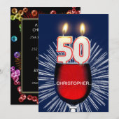 名前を追加, 50歳の誕生日パーティー招待状, ワイン 招待状 (正面/裏面)