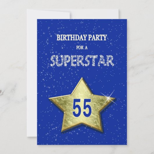 名前を追加、55歳の誕生日パーティー 招待状 (正面)