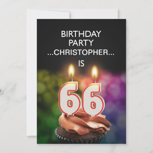 名前を追加、66歳の誕生日パーティー招待状 招待状 (正面)