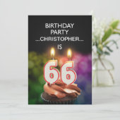 名前を追加、66歳の誕生日パーティー招待状 招待状 (スタンド正面)