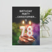 名前を追加、78歳の誕生日パーティー招待状 招待状 (スタンド正面)