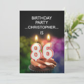 名前を追加、86歳の誕生日パーティー招待状 招待状 (スタンド正面)