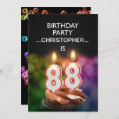 名前を追加、88歳の誕生日パーティー招待状 招待状 (正面/裏面)